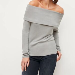 M.M. LAFLEUR DAE 1.0 Top Silk Jersey Pale Grey M NWT
